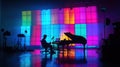 Pianist performing on stage with colorful lighting Royalty Free Stock Photo