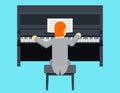 Pianist Piano Player Concept Character Flat Design