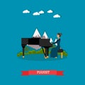 Pianist playing music vector illustration in flat style