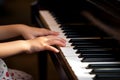 Classical music at a concert. Pianist plays a melody on the piano