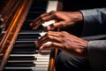 Classical music at a concert. Pianist plays a melody on the piano Royalty Free Stock Photo