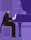 Pianist Poster Advertising Flat Colored Banner