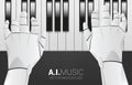 Pianist robot hand with piano key. Royalty Free Stock Photo