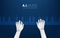 Pianist robot hand with piano key from pixel. Royalty Free Stock Photo