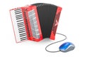 Piano accordion with computer mouse. 3D rendering