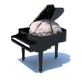 Piano with big brain inside on it