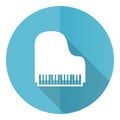 Piano blue round flat design vector icon isolated on white background, music illustration in eps 10 Royalty Free Stock Photo