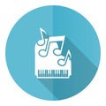 Piano blue round flat design vector icon isolated on white background, music illustration in eps 10 Royalty Free Stock Photo