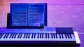 Piano in blue violet color Royalty Free Stock Photo