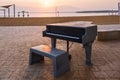 A piano on the coast of the Ein Bokek, Dead Sea, Israel