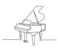 Piano continuous one line vector drawing