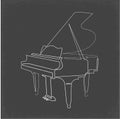 Piano continuous one line vector drawing. Pianoforte