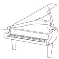 Piano continuous one line vector drawing. Pianoforte hand drawn silhouette clipart. Acoustic musical instrument sketch. Grand Royalty Free Stock Photo
