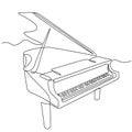 Piano continuous one line vector drawing. Pianoforte hand drawn silhouette clipart. Acoustic musical instrument sketch. Grand Royalty Free Stock Photo