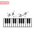 Piano day, keyboard and keys. Musical symbol icon for staff and music note transparent background wave banner. Disco Royalty Free Stock Photo