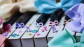 piano ebony ivory colorful music ribbon melody stars Royalty Free Stock Photo