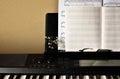 Piano with empty paper Royalty Free Stock Photo