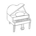 Piano, grand piano. Music, pianist. Musical instrument. Modern vector flat design image isolated on white background.