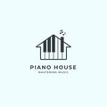 Piano house vector logo, premium music industry logo