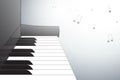Piano illustration from side view, with musical notes. Royalty Free Stock Photo