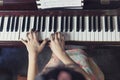 Piano jazz musical tool, Close up of piano keyboard. Royalty Free Stock Photo