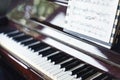 Piano jazz musical tool, Close up of piano keyboard. Royalty Free Stock Photo