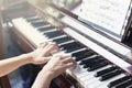 Piano jazz musical tool, Close up of piano keyboard, Piano keyboard background with selective focus.Cool color and Daylight Royalty Free Stock Photo