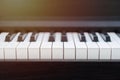 Piano keyboard background was set up in the music room by the windows in the morning Royalty Free Stock Photo