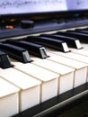 The piano keyboard with black and white keys and notes. Music and sound. Royalty Free Stock Photo