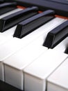 The piano keyboard with black and white keys and notes. Music and sound. Royalty Free Stock Photo
