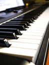 The piano keyboard with black and white keys and notes. Music and sound. Royalty Free Stock Photo