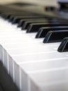 The piano keyboard with black and white keys and notes. Music and sound. Royalty Free Stock Photo