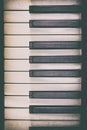 Piano keyboard of a classic wooden piano