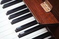 Piano keyboard close up high angle view - Music Backgrounds Concept