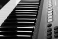 Piano keyboard and controls of synthesizer close-up Royalty Free Stock Photo