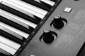 Piano keyboard and controls of synthesizer Royalty Free Stock Photo