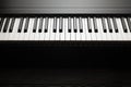 Piano keyboard on wooden table Royalty Free Stock Photo