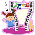 Piano Keyboard Girl Photo Frame