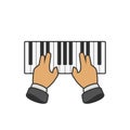 Piano keyboard and hands Royalty Free Stock Photo