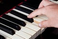 Piano keyboard made of ivory with hands Royalty Free Stock Photo