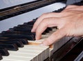 Piano keyboard made of ivory with hands Royalty Free Stock Photo