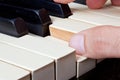 Piano keyboard made of ivory with hands Royalty Free Stock Photo