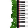 Piano keyboard with monstera leaves frame Royalty Free Stock Photo