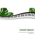 Piano keyboard with monstera leaves frame Royalty Free Stock Photo