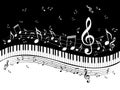 Piano Keyboard with Music Notes Royalty Free Stock Photo