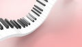Piano keyboard Musical Art Concept on Pastel Pink Background