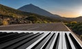 Piano keyboard painted on an asphalt road