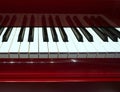 Piano and Piano keyboard with red bourdeaux backgrounds.