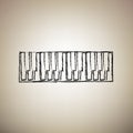 Piano Keyboard sign. Vector. Brush drawed black icon at light br