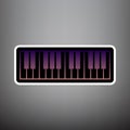 Piano Keyboard sign. Vector. Violet gradient icon with black and